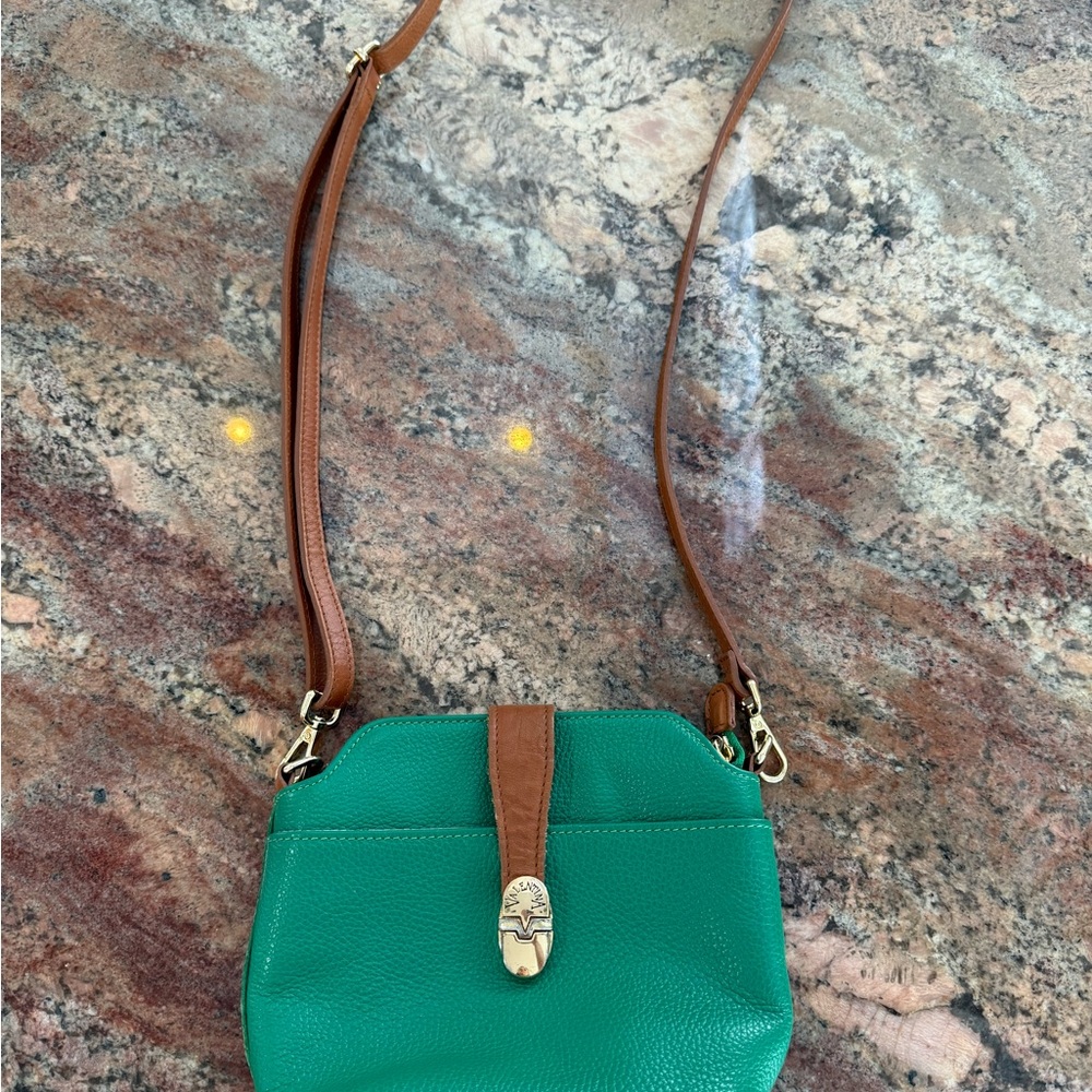 Valentina Italian leather Kelly green crossbody bag retail $90